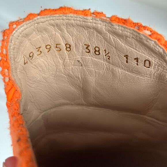 GUCCI Princetown Orange Lace Horsebit Mules EU 38.5 US 8.5 COA Luxury Slip On - Picture 11 of 11